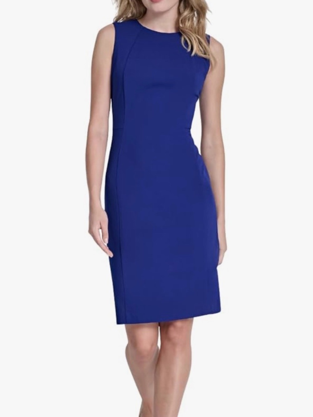 NWT DKNY Women's Sleeveless Jewel Neck Scuba
Crepe Sheath Dress, size 8